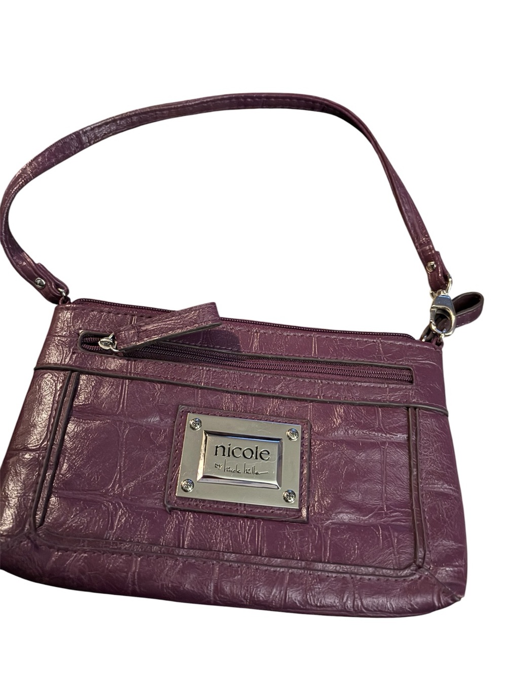 Nicole by Nicole Miller Plum Croc-Embossed Crossbody Bag